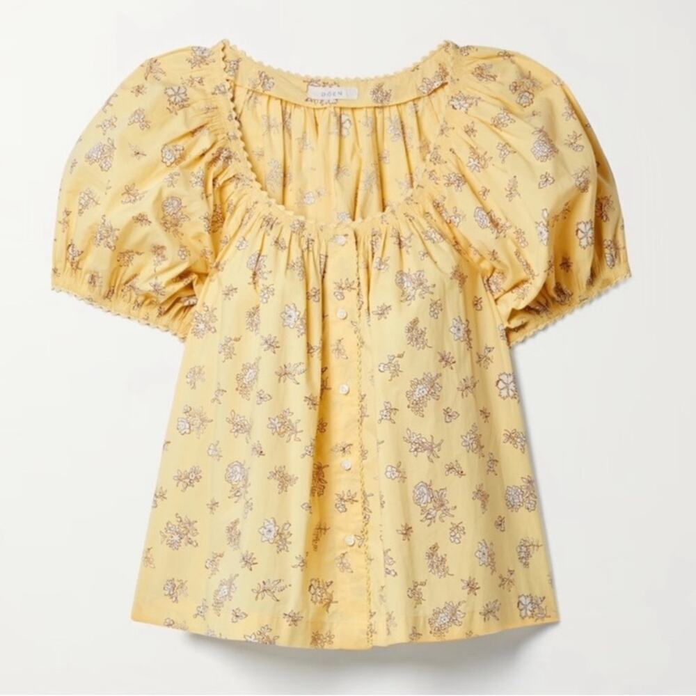Doen Tennessee Cotton Button Blouse Top Sunshine Bouton De Rose Butter Yellow - Picture 6 of 6